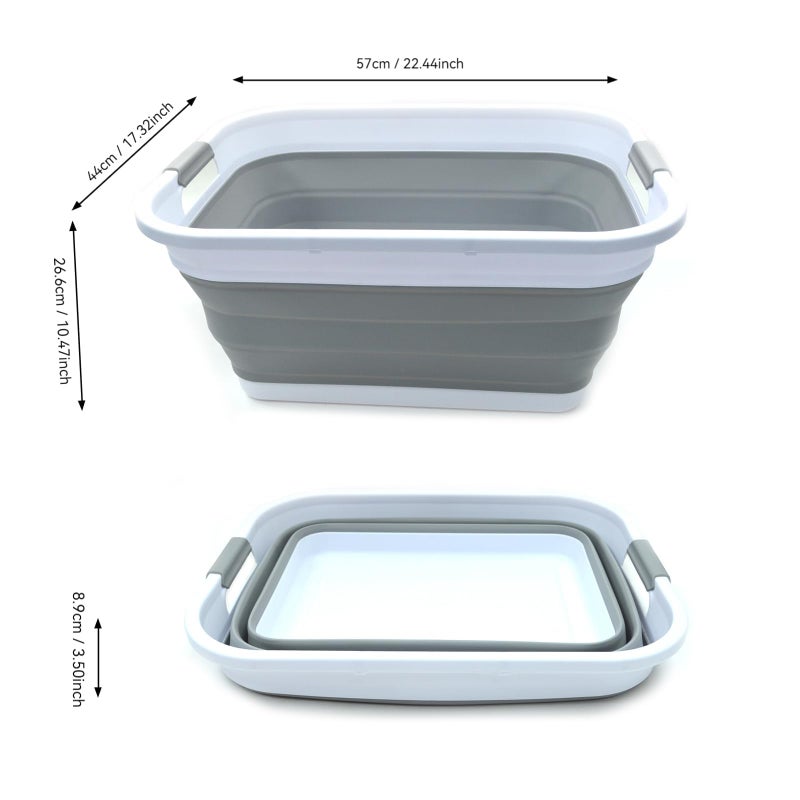 SAMMART 41L (10.8 gallon) Collapsible Plastic Laundry Basket-Foldable Pop Up Storage Container/Organizer-Portable Washing Tub-Space Saving Hamper, Water capacity: 32L (8.4 gallon) (Rectangular, Grey) - Image 5