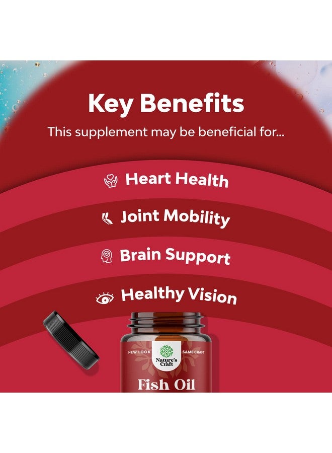 Natures Craft مكمل زيت السمك أوميغا 3 EPA DHA معزز المناعة فيتامينات الدماغ زيت السمك أوميغا 3 مكمل 2000 ملغ لدعم المزاج ودعم الكبد وتخفيف أعراض متلازمة ما قبل الحيض - Image 4