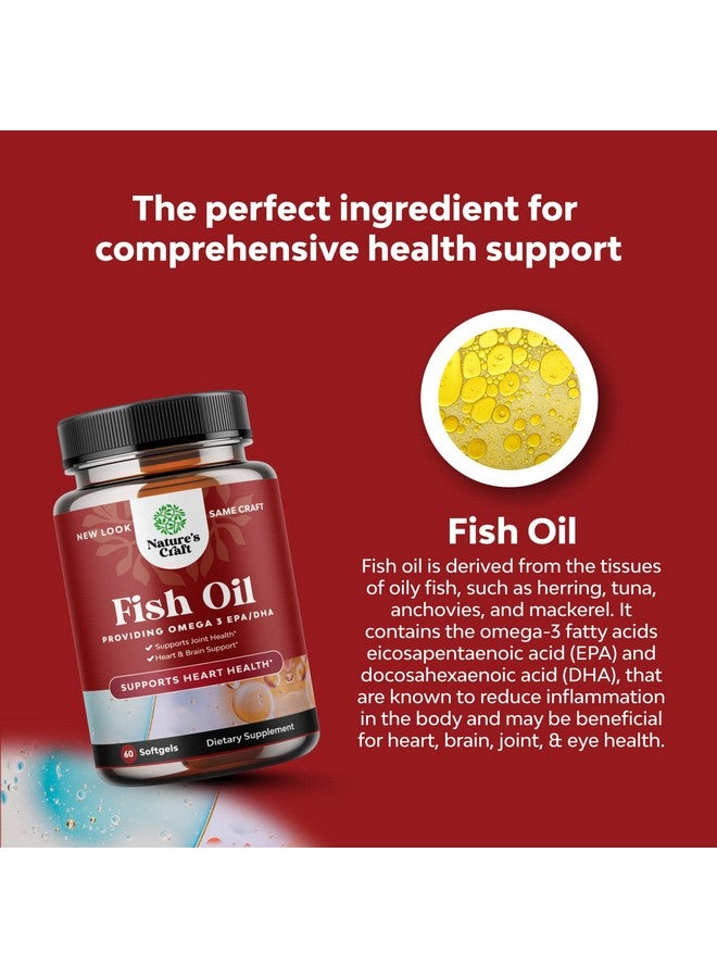 Natures Craft مكمل زيت السمك أوميغا 3 EPA DHA معزز المناعة فيتامينات الدماغ زيت السمك أوميغا 3 مكمل 2000 ملغ لدعم المزاج ودعم الكبد وتخفيف أعراض متلازمة ما قبل الحيض - Image 5