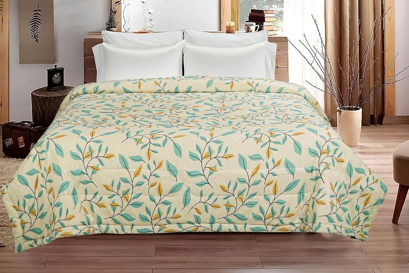 BSB HOME 350TC Glace Cotton AC Comforter Set King Size Double Bed with 1 Flat bedsheet & Two King Pillow Covers, 4 Pieces Bedding Set (90x90 inch, Light Green & Yellow) - Image 5