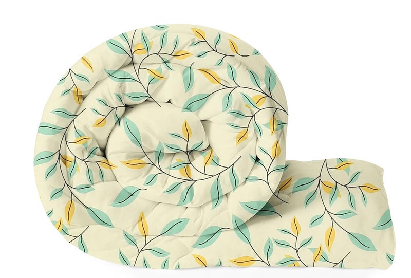 BSB HOME 350TC Glace Cotton AC Comforter Set King Size Double Bed with 1 Flat bedsheet & Two King Pillow Covers, 4 Pieces Bedding Set (90x90 inch, Light Green & Yellow) - Image 3