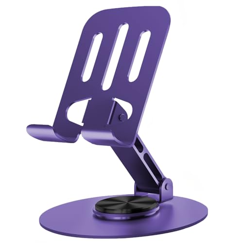 Lusosh Universal Metal Cell Phone Stand, Multi-Angel Adjustable 360° Rotation Non-Slip Metal Phone Stand Compatible with iPhone 17 16 Pro Max and All Smartphones (Purple) - Image 1
