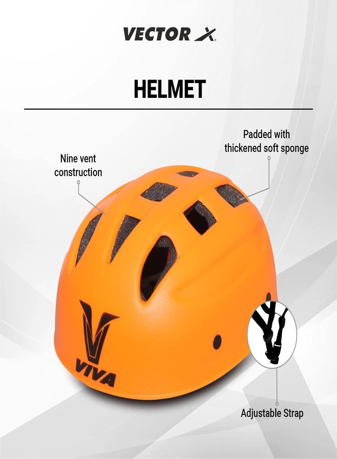 Viva Protective Set Protective Set (Knee/Elbow/Wrist Guard) Multi Purpose Safety Kit for Skateboarding, Roller Skating, Inline Skating, Cycling and Other Sports (Junior, Orange) - Image 1