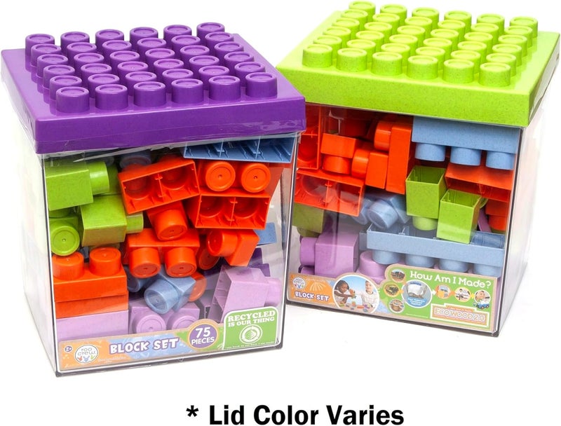 BOLEY Boley Roo Crew Block Set  75 Pieces  Assorted Lid Color Building Activity Set Colorful Blocks  Storage Container Toddlers  Kids Ages 2 - Image 2