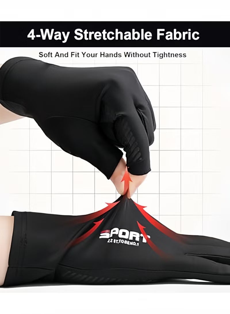 SPORT 3 Pcs Men's Ice Silk Non Slip Gloves Breathable Thin High Elasticity Anti UV Touch Screen Gloves Ideal for Driving Riding Outdoor Sports Cycling Fishing Daily Commute,Gray and Black - Image 4