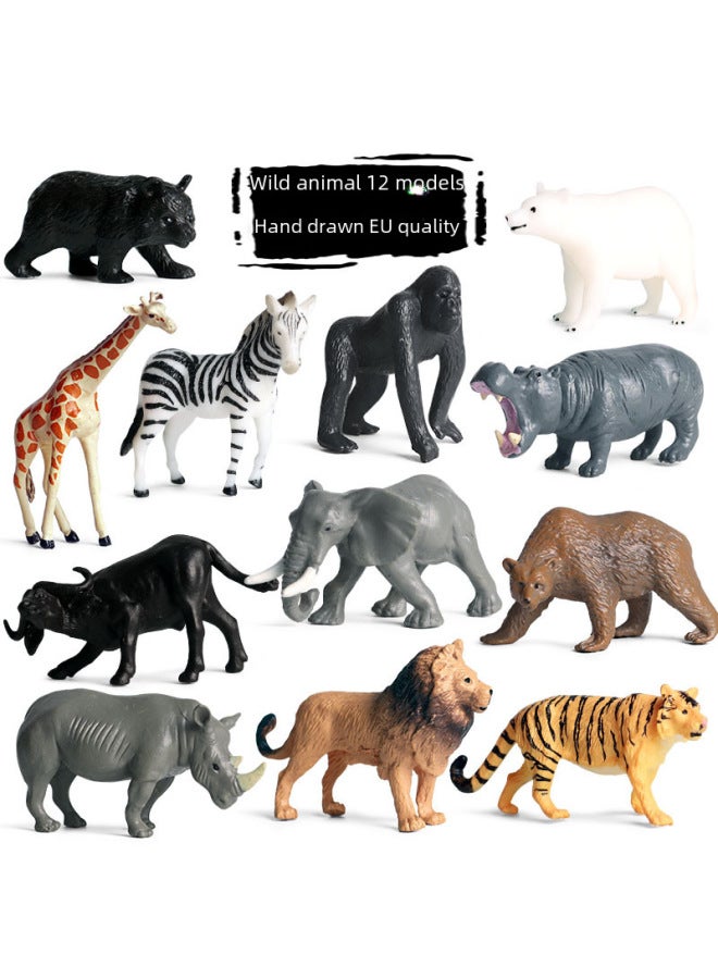 Simulation Wild Animal Model Mini Small Animal Lion Tiger Cow Elephant Poultry Children's Science And Education Toy Suit-Color:Zz Deep Sea Fish 6 Sets + Dt Shark 6 Sets  - Image 2