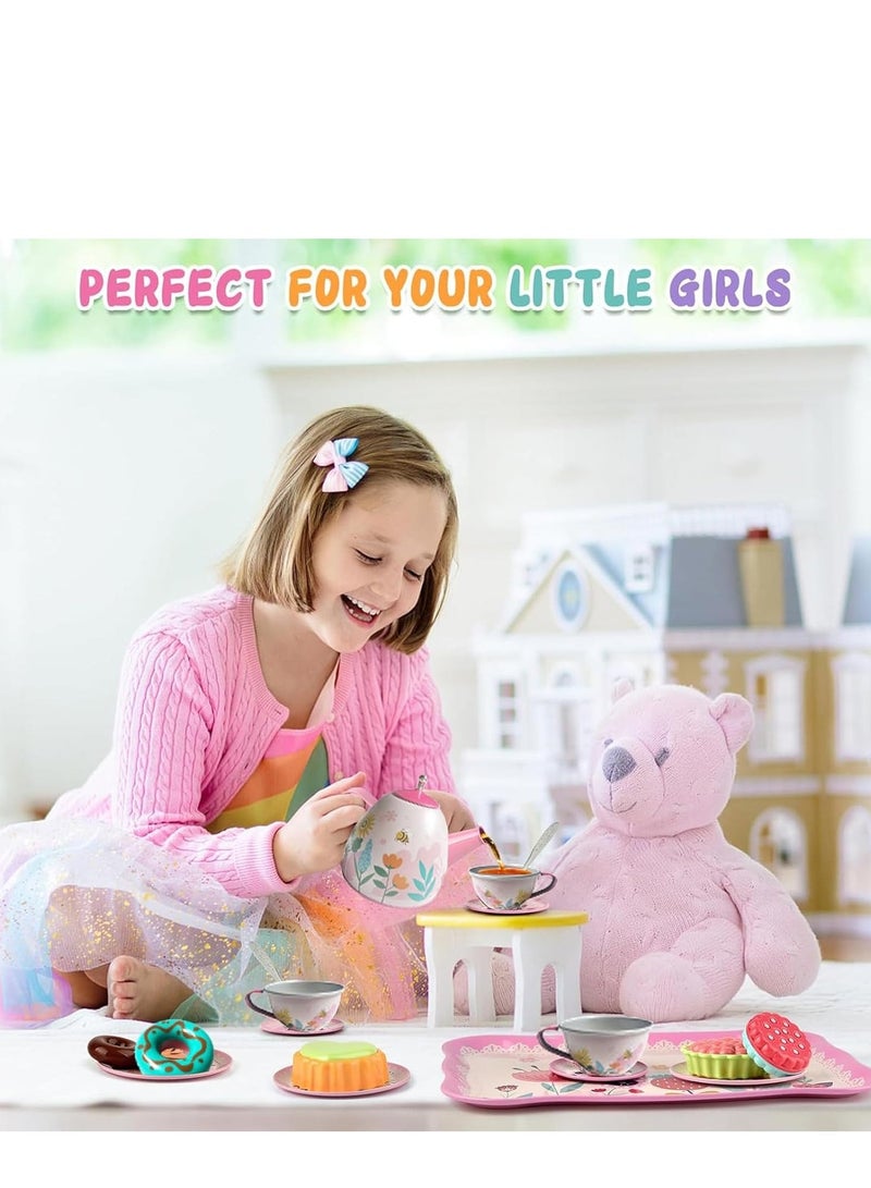Arabayt Princess Tea Party Toy Set 68PCS for Girls, Pretend Play Kitchen Tea Set with Desserts, Teapot, Cups, Tray & Carry Case, Role Play Educational Toy for Kids Age 3+ - Image 5