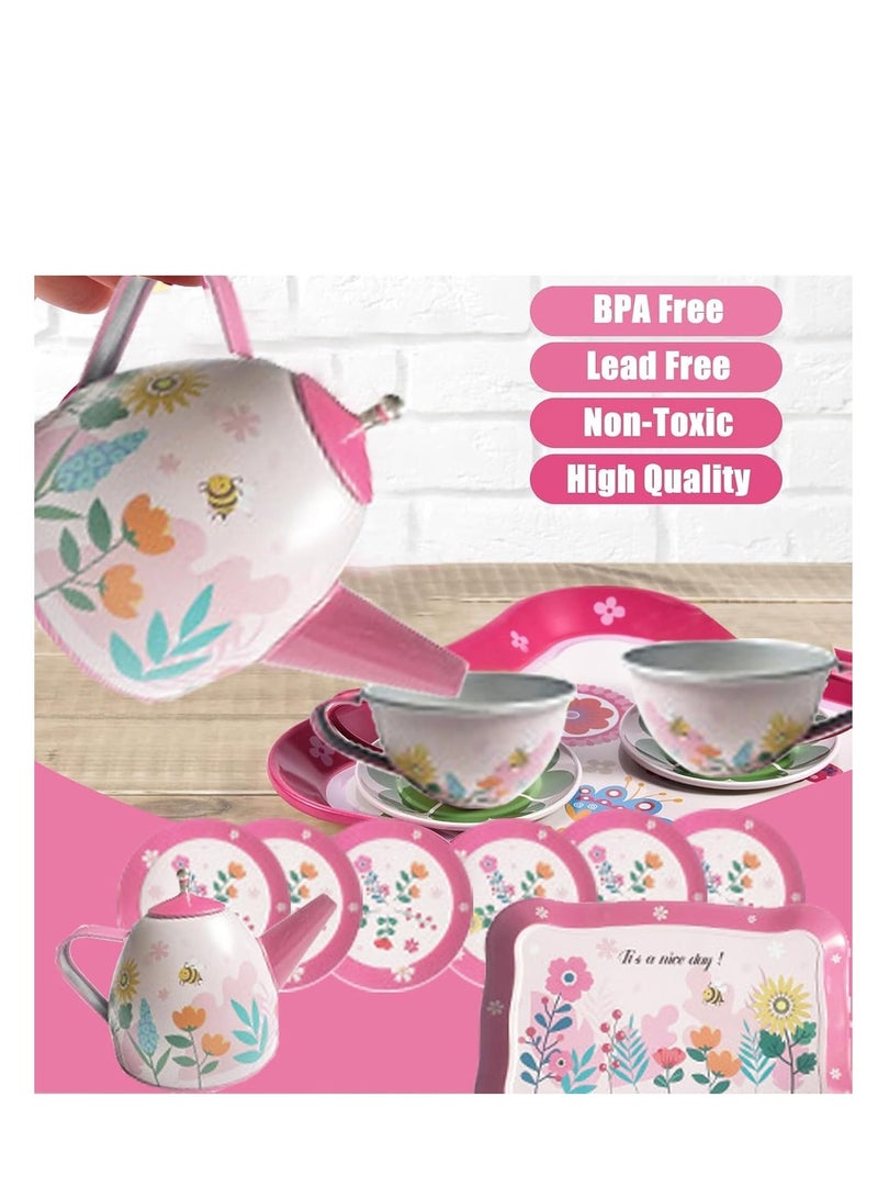 Arabayt Princess Tea Party Toy Set 68PCS for Girls, Pretend Play Kitchen Tea Set with Desserts, Teapot, Cups, Tray & Carry Case, Role Play Educational Toy for Kids Age 3+ - Image 4
