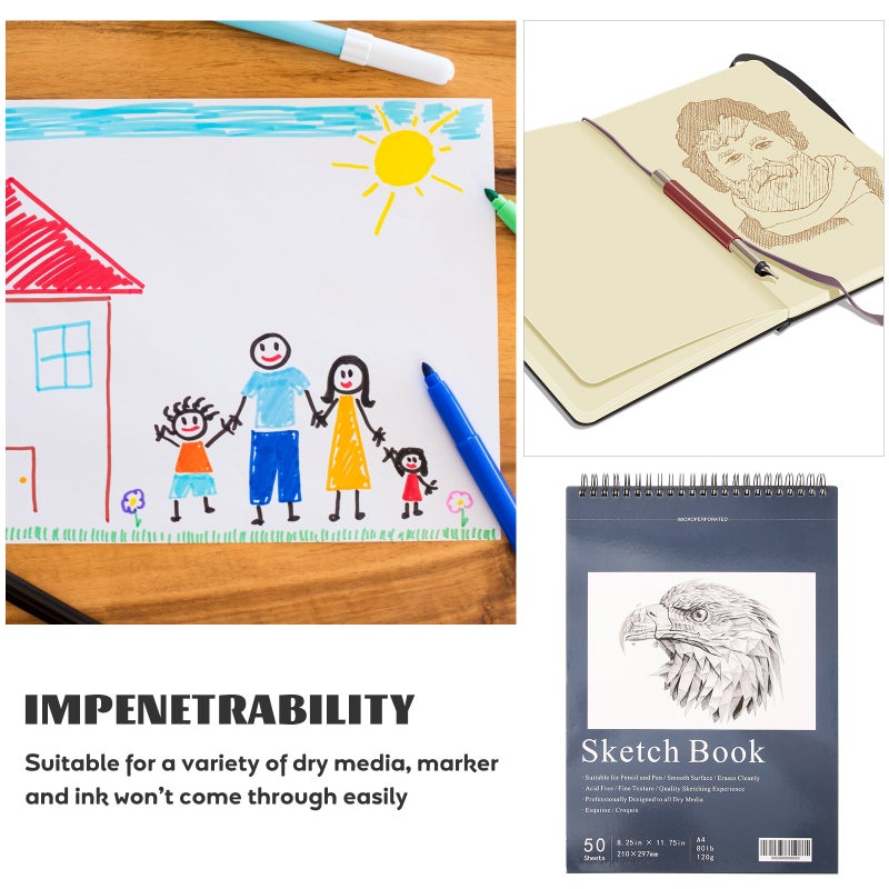 Painting Book Sketchbook Home Use Long-lasting Artwork Paper Material 1Set - Image 3