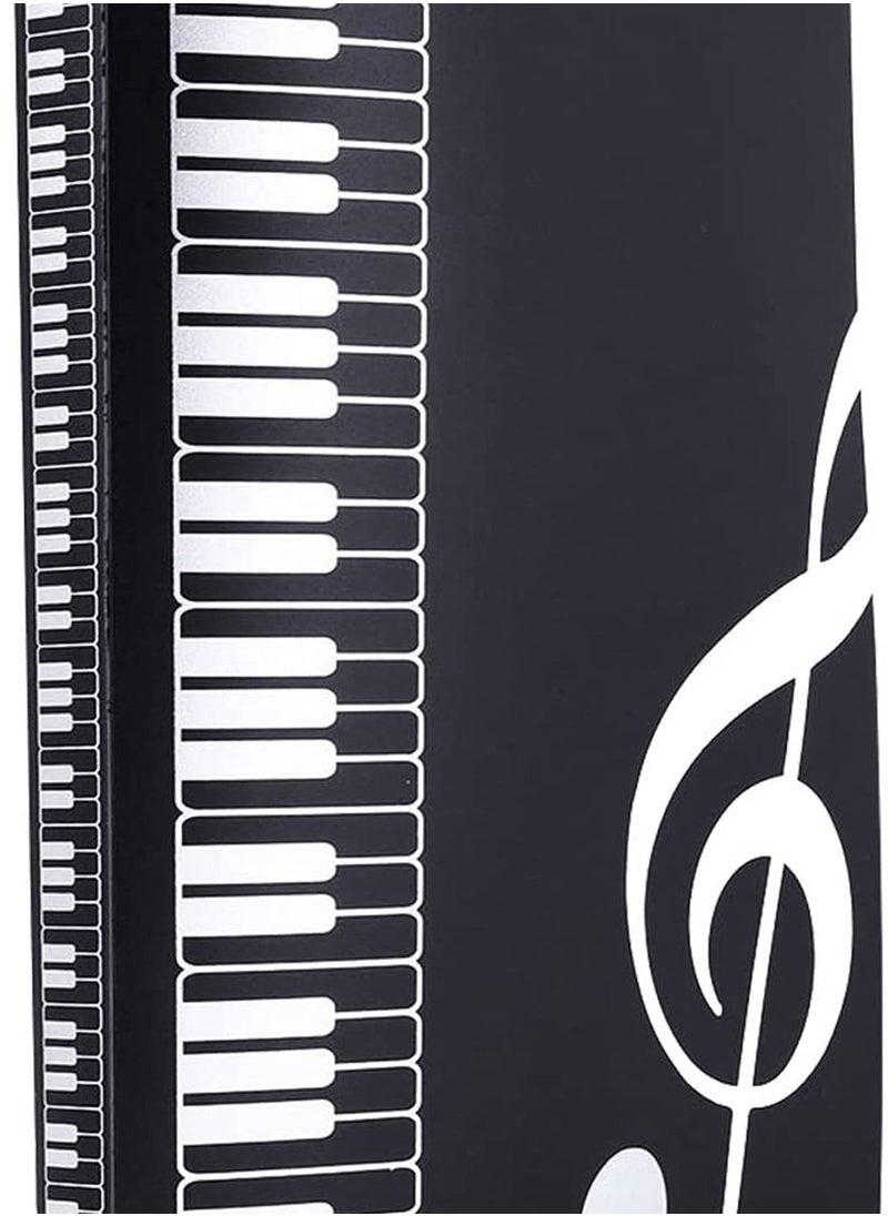 null - Music Sheet File Paper Folder Documents File Paper Storage Blank Sheet Organizer Folder Holder Plastic. A4 Size, 40 Pockets Music Themed Storage Folder Black - Image 1