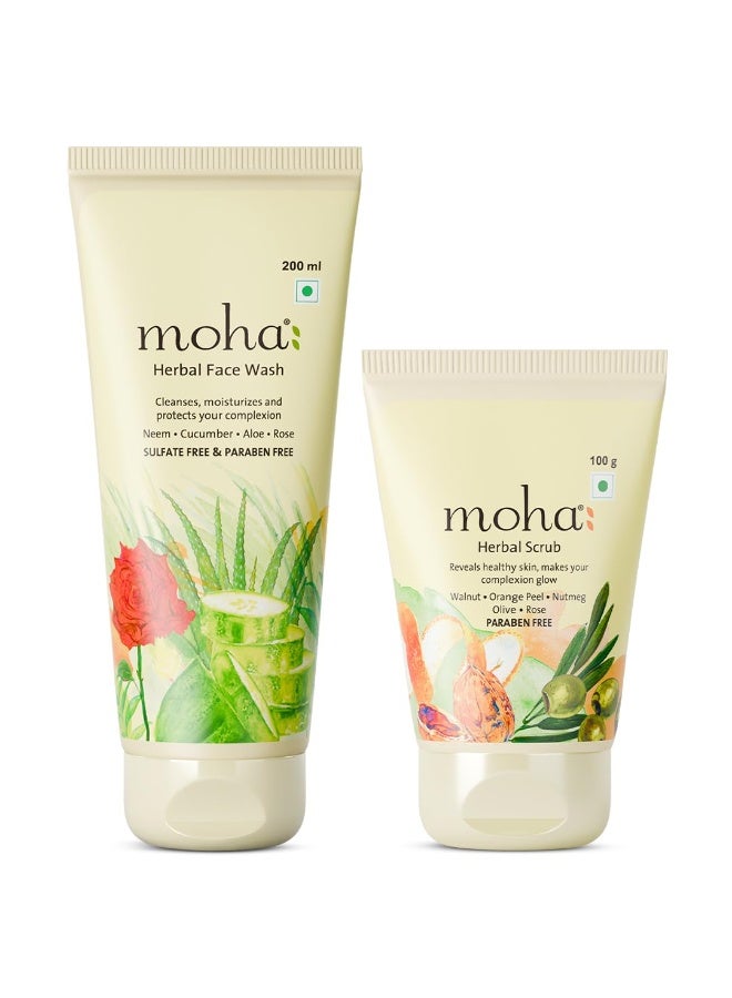Moha: Herbal Face Wash - 200 ml & Herbal Face Scrub - 100 Gm - Image 1