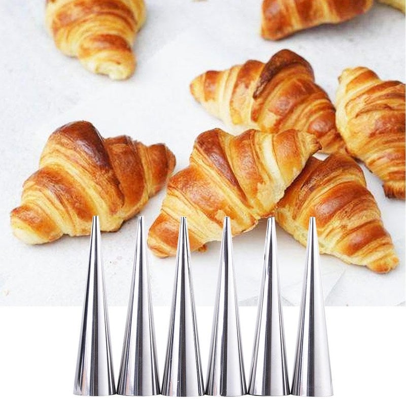 Kopida Cream Horn Molds 6PCS Stainless Steel Horn Molds Cone Croissant Cream Horn Bread Cream Puff Pastry Roll Brioche Mold Waffle Cone Mold Baking Tool - Image 3