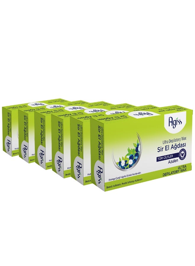 Agiss Azulen Ultra Depilatory Sir Wax – 500g (Pack of 6) | Professional Juniper Blossom & Vitamin E Formula | Soothing Azulene for All Skin Types | Stripless, Mess-Free Hair Removal - Image 1