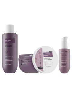 BARE ANATOMY Anti Frizz Shampoo + Hair Mask + Ultra Smoothing Hair Serum Kit | Frizz Control Upto 24 Hrs | Hyaluronic Acid & Fatty Acids | Paraben & Sulphate Free | Women & Men | 250Ml + 250G + 50Ml  - Image 1