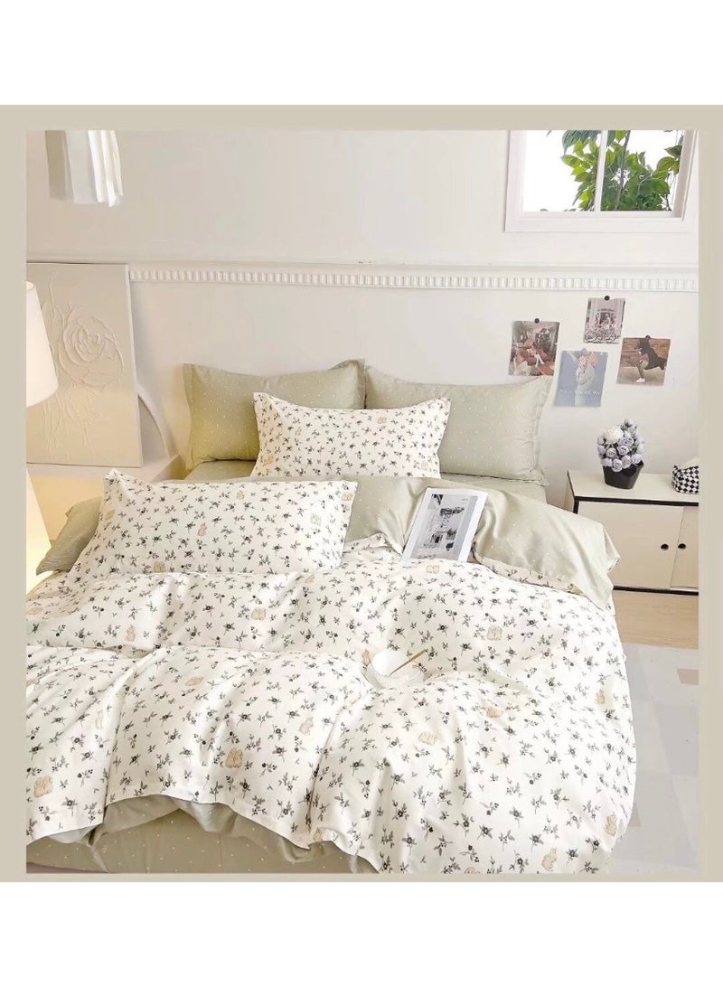 100% Pure Cotton Bedding Set,Light Luxury Duvet Cover Set 220 * 240cm, King Size,6 Pcs Set With Quilt Cover And 1 Fit Sheet And 4 Pcs Pillowcases,Ideal For Sensitive Skin,All Season