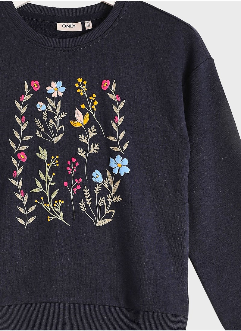 ONLY - Kids Flower Print Sweatshirt - Image 1