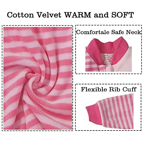 BLOOMSTAR Baby Sleep Sack Long Sleeves (18-36 Months) Cotton Velvet Wearable Blanket with Arms Toddler, 4 Seasons, 3t,Tog 2.0 Warm Soft, Girl Pink Color, 2 way zip S 18-24M - Image 5
