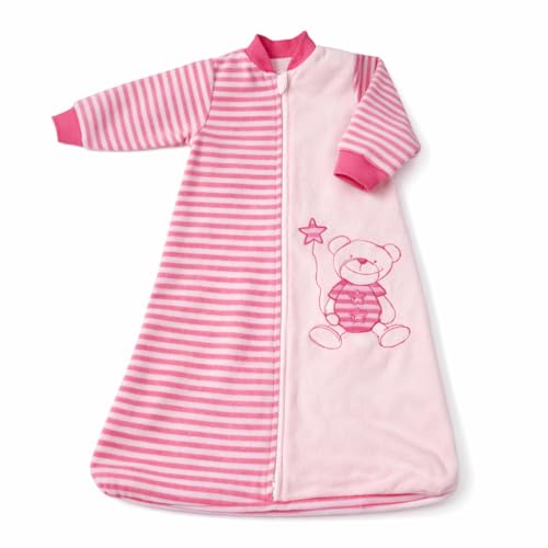 BLOOMSTAR Baby Sleep Sack Long Sleeves (18-36 Months) Cotton Velvet Wearable Blanket with Arms Toddler, 4 Seasons, 3t,Tog 2.0 Warm Soft, Girl Pink Color, 2 way zip S 18-24M - Image 1