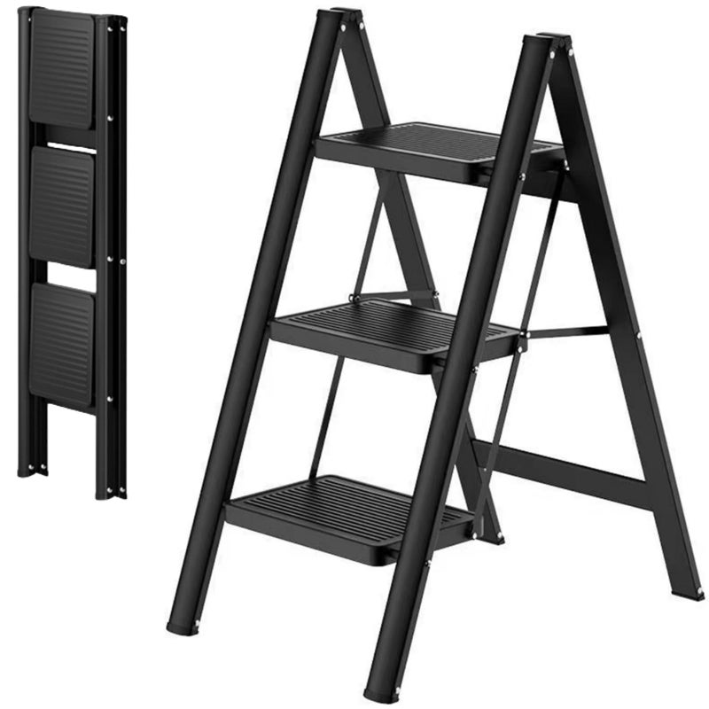 3 Step LadderFolding Step Stool with Wide AntiSlip Pedal330lbs Load CapacityLightweight and Portable for Kitchen Space Saving