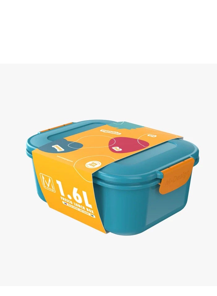أم-ديزاين حافظ طعام لانش بوكس مقسم 2 دور لون تركواز * برتقالى معتم - Image 1