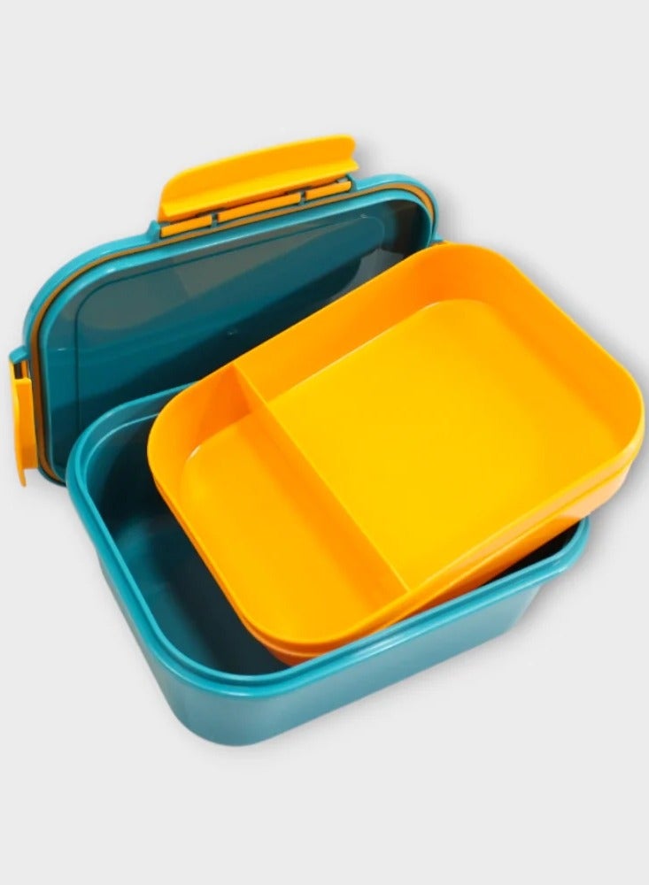 أم-ديزاين حافظ طعام لانش بوكس مقسم 2 دور لون تركواز * برتقالى معتم - Image 4