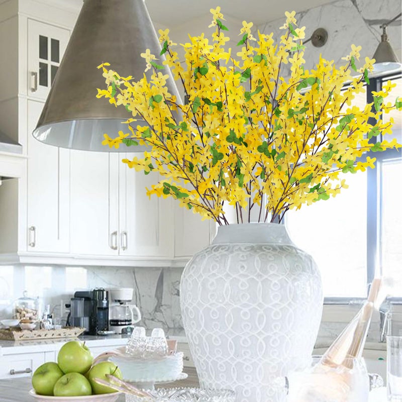 HO2NLE 12Pcs Artificial Forsythia Branches: 23.6" Silk Yellow Flowers Faux Forsythia Branches Fake Spring Flowers Artificial for Decoration Wedding Office Home Party Dining Table Vase Indoor Outdoor - Image 3