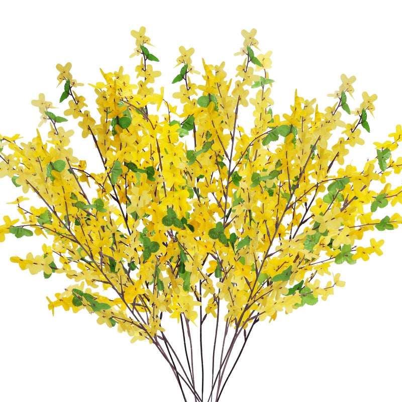 HO2NLE 12Pcs Artificial Forsythia Branches: 23.6" Silk Yellow Flowers Faux Forsythia Branches Fake Spring Flowers Artificial for Decoration Wedding Office Home Party Dining Table Vase Indoor Outdoor - Image 1