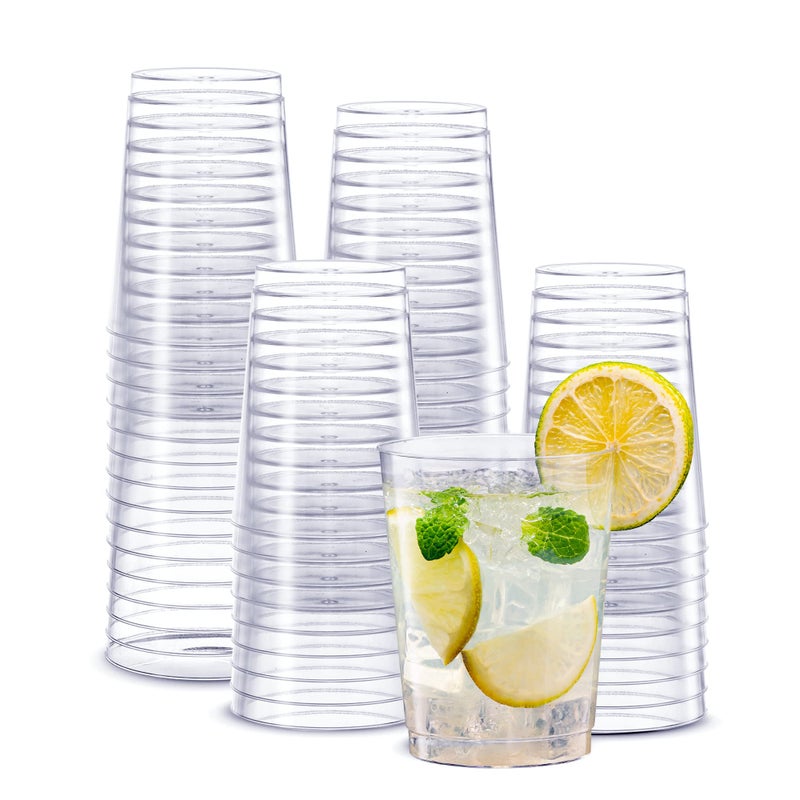 Clear Hard Plastic CupsTumblers 10 oz  200 Count Small Disposable Party Cocktail Glasses