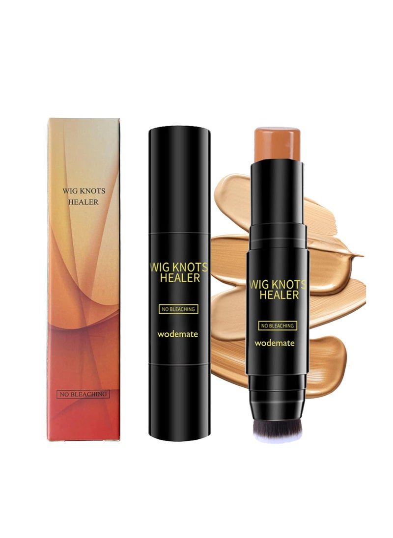 WodeMate - Lace Wig Knot Concealer Stick  Tint Dyeing No Bleaching for Frontal Part Hairline Wigs With Brush Portable Brown02 - Image 1