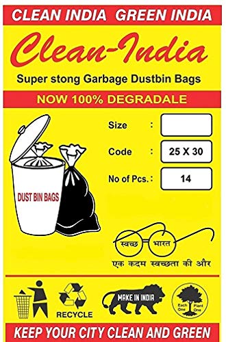 Clean India 25x30 Large -42 pcs (pack of 3 X 14 pcs)| Large Disposable Garbage Trash Waste Dustbin Bags of 63cm x 76cm - Image 1