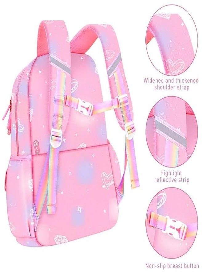 SELOME School Bag for Girls 7-12 Years Old Cartoon Large Waterproof Backpack Stylish Durable Burden Relief Kids School Bag for Girls Cute School Bag Birthday Rakhi Gift for Girls - Purple - Image 3