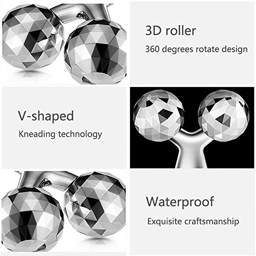 MELVIS 3D Manual Roller Massager 360 Rotate Roller Face Body Massager For Skin Lifting, Wrinkle Remover and Facial Massage, Relaxation and Skin Tightening Tool For Uni- Sex(Silver Color) - Image 3