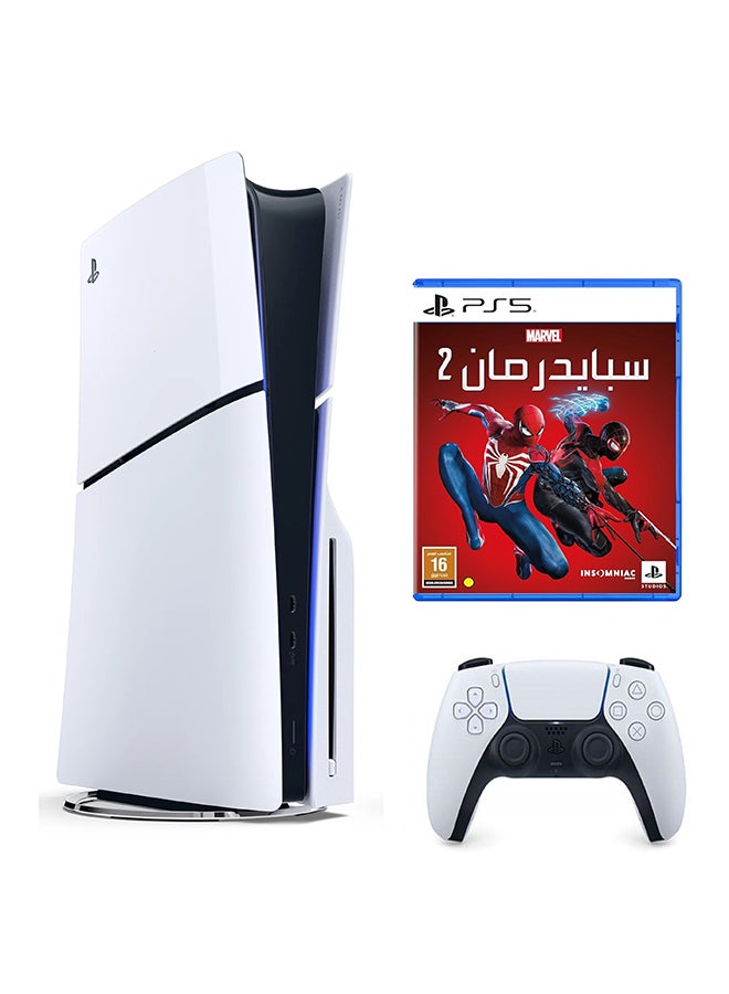 سوني وحدة التحكم PlayStation 5 Slim Disc إصدار KSA مع لعبة سبايدرمان 2 (النسخة العربية / الإنجليزية) - Image 1