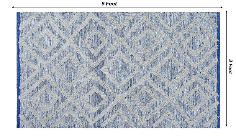 STONEMUNK ® Carpet for Living Room | 36x60 Inch | Indoor Floor Rugs for Bedroom | Suitable for Home or Office | Runner for Kichen | Machine Washable Carpet | Cotton Carpet - (3x5 Blue - T) - Image 3