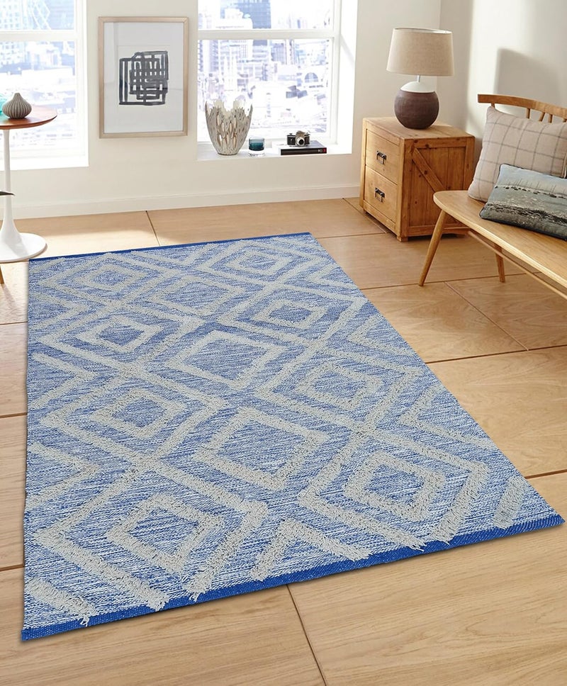 STONEMUNK ® Carpet for Living Room | 36x60 Inch | Indoor Floor Rugs for Bedroom | Suitable for Home or Office | Runner for Kichen | Machine Washable Carpet | Cotton Carpet - (3x5 Blue - T) - Image 2