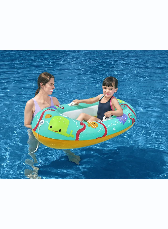 Bestway Bestway, 47" x 31"/ Tropical Crew Baby Boat Inflatable Outdoor Water Play Toy for Kids and Families, Durable Premium Quality Material, Easy Inflate and Deflate Design, Pool Beach Garden Summer Fun Activity, 1.19mx79cm