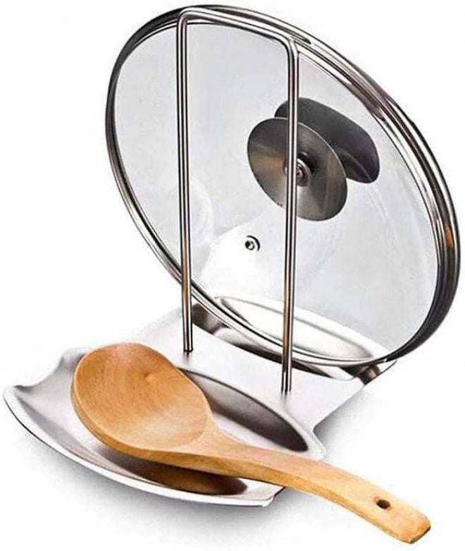 ETCBUYS Stainless Steel Spoon and Lid Rest Stand Holder Kitchen Utensil Heat-resistant Home Appliance Stand Holder Durable Kitchen Accessory - Image 1