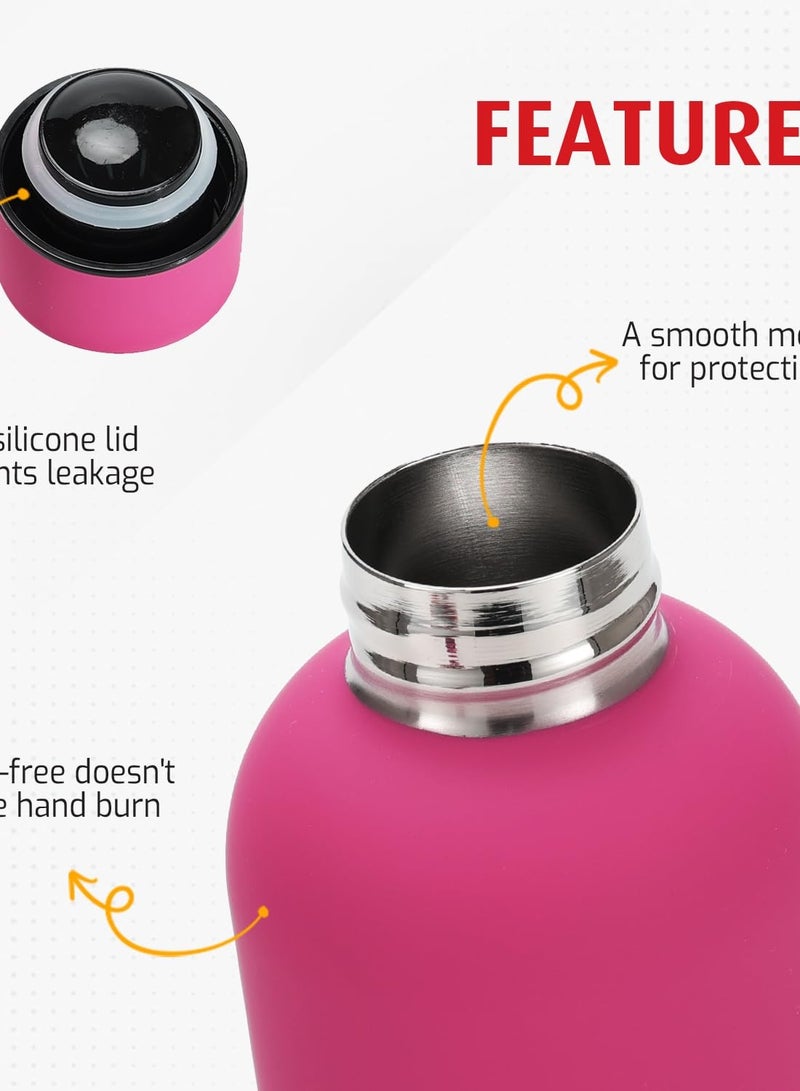Generic Pink Vacuum Insulated Water Bottle - 500ml, Sleek Design, Leak-Proof Hot & Cold Thermos - Image 3