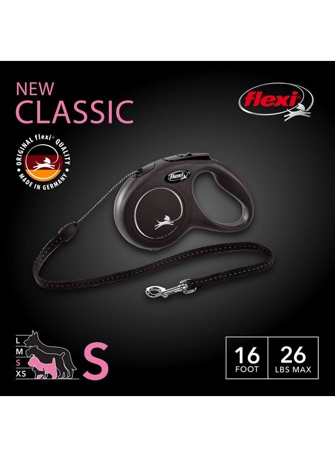 فلكسي مقود FLEXI New Classic القابل للسحب للكلاب الصغيرة التي يصل وزنها إلى 26 رطلاً - 16 قدمًا، أسود | مقود مشي للحيوانات الأليفة خالٍ من التشابك مع فرامل بيد واحدة وإيقاف مؤقت وقفل | منتج بجودة ألمانية - Image 2