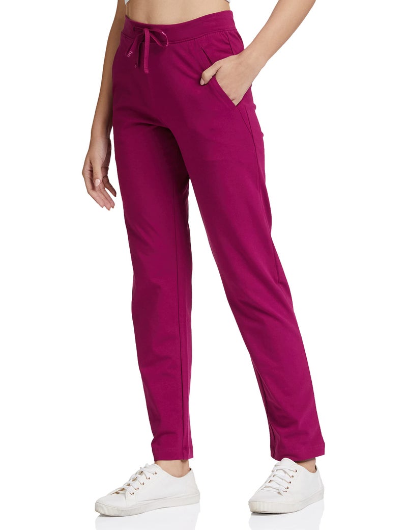 Van Heusen Women Lounge Pants - Cotton Elastane - Smart Tech, Easy Stain Release, Wicking_55303_Burgundy_M - Image 1