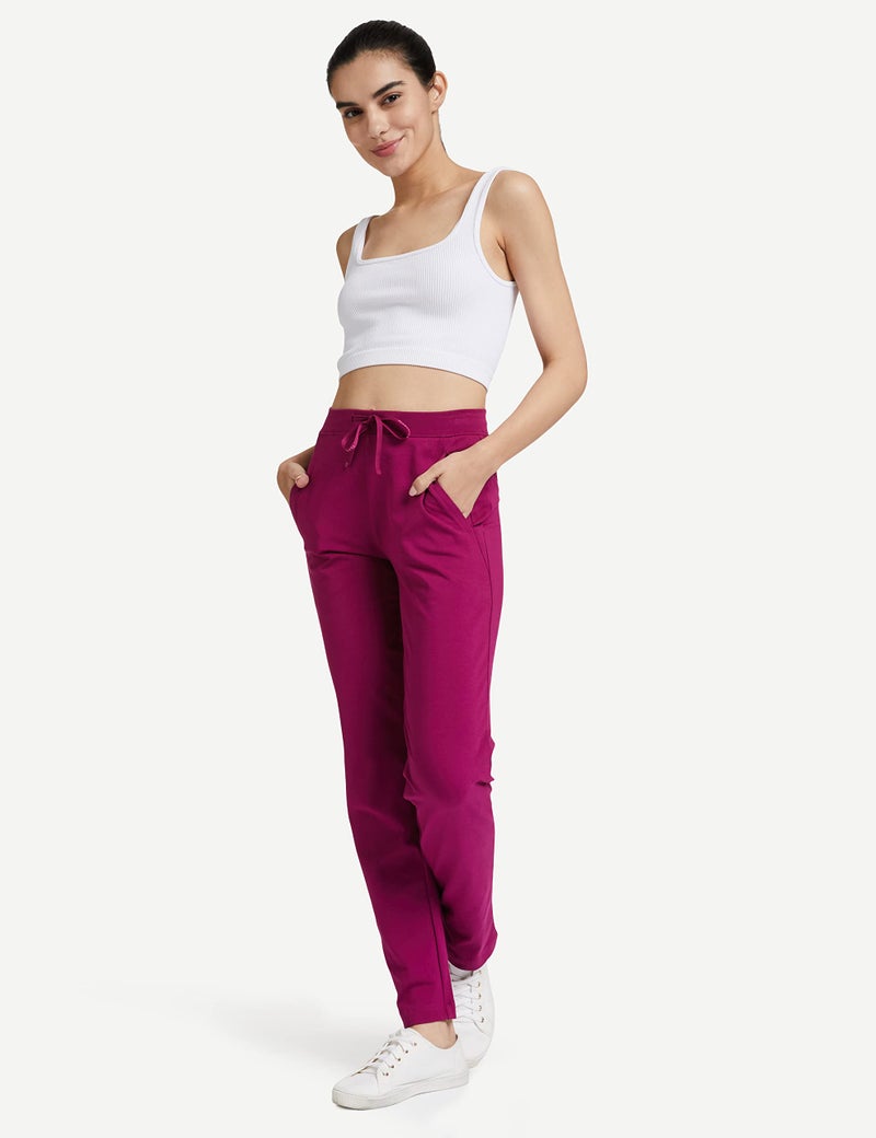 Van Heusen Women Lounge Pants - Cotton Elastane - Smart Tech, Easy Stain Release, Wicking_55303_Burgundy_M - Image 2