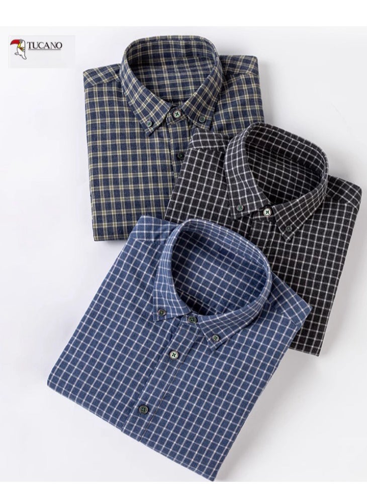Tucano - Men's Long Sleeved Pure Cotton Casual Plaid Shirt - Image 1