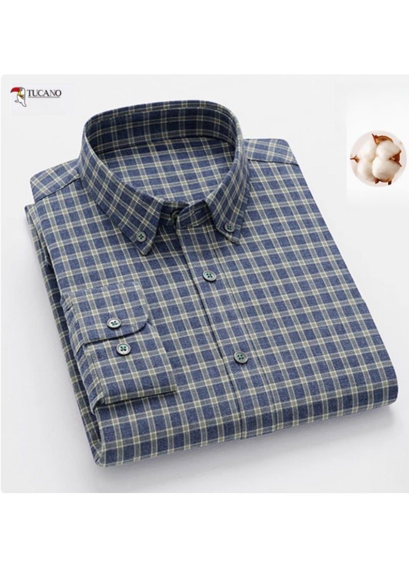 Tucano - Men's Long Sleeved Pure Cotton Casual Plaid Shirt - Image 1