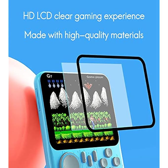 G7 ULTRA-THIN RETRO HANDHELD GAME CONSOLE  3.5" LCD SCREEN, BUILT-IN 666 CLASSIC FC GAMES, TV OUTPUT, RECHARGEABLE BATTERY, PORTABLE GAME BOX FOR KIDS & ADULTS (BLUE) - Image 4