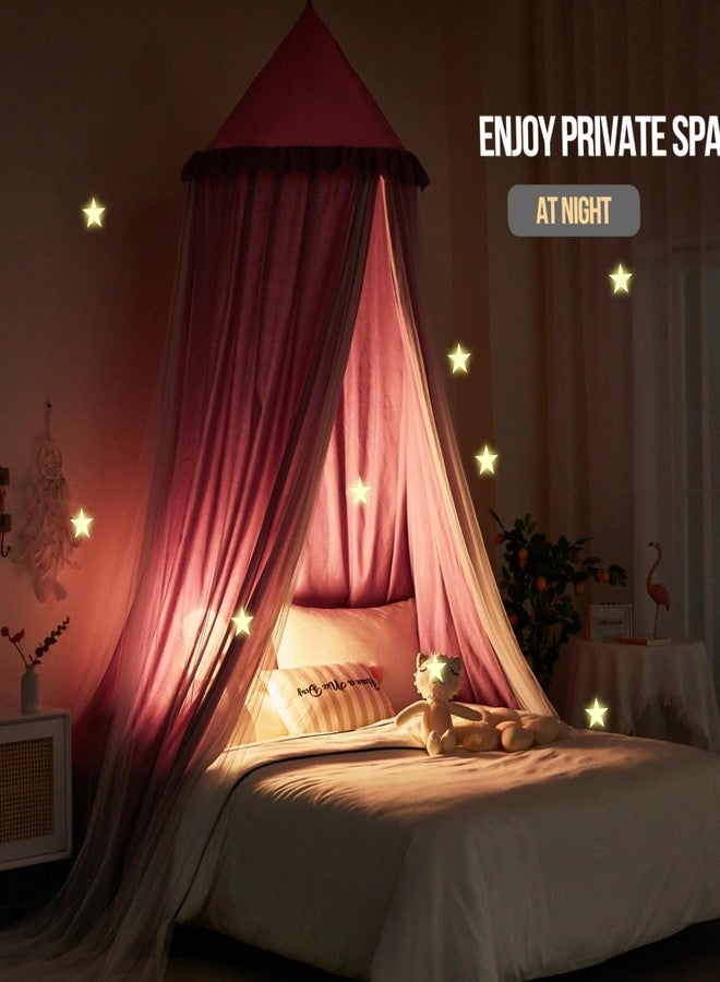 Kertnic 31.5inch Large Dome Bed Canopy for Girls, Double Layer Dreamy Ruffle Princess Canopy, Bedroom Hanging Tent Kids Reading Nook Canopies,Full Queen Bed Canopy Curtain (Dark Magenta-Purple) - Image 4