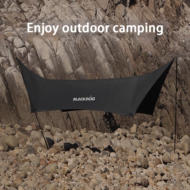 windhike Blackdog Camping Tarp with Poles, 18x9.5 Ft Large Waterproof Camping Tent Canopy, 6-10 Person PU3000mm Shade Awning for Car Camp, Hammock Rain Fly, Outdoor, Picnic Backpacking - Image 5