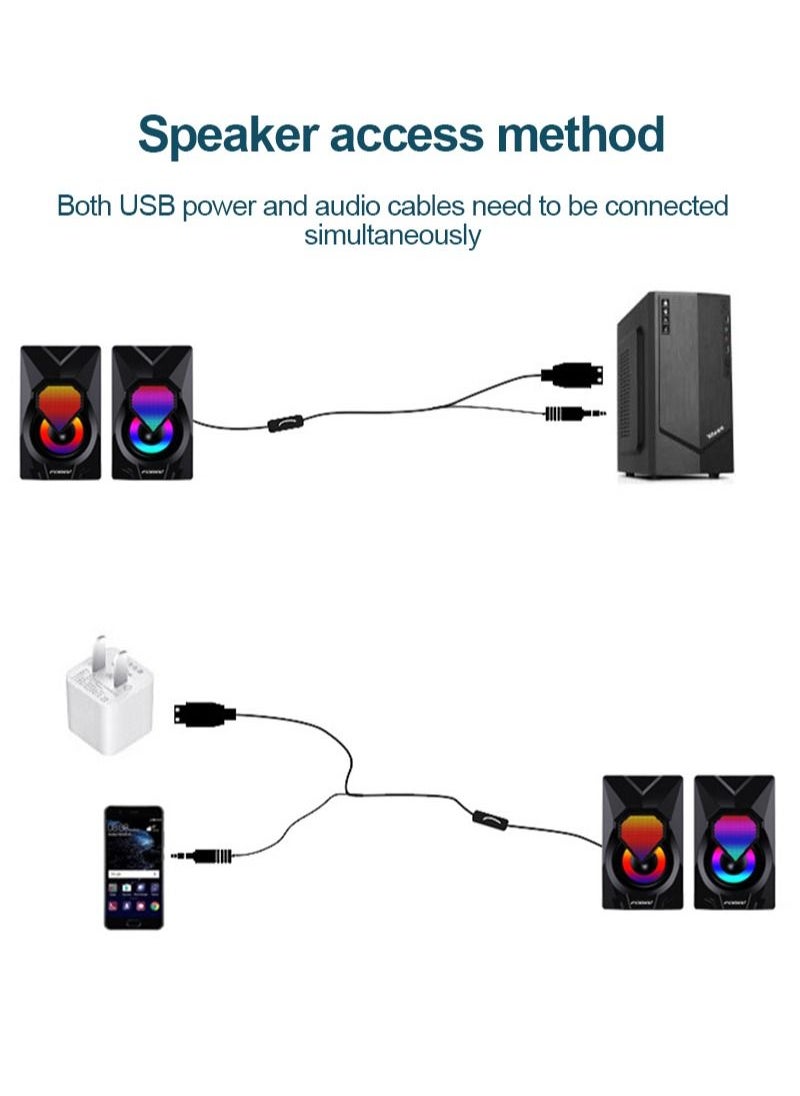 فوريف - مصغرة RGB PC المتكلم، السلكية سطح المكتب USB السلطة المتكلم للهاتف / الكمبيوتر اللوحي / الكمبيوتر / الكمبيوتر المحمول - Image 1