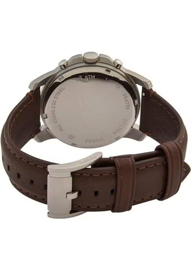 FOSSIL Men's waterproof leather chronograph Watch -FS4735 - Image 2