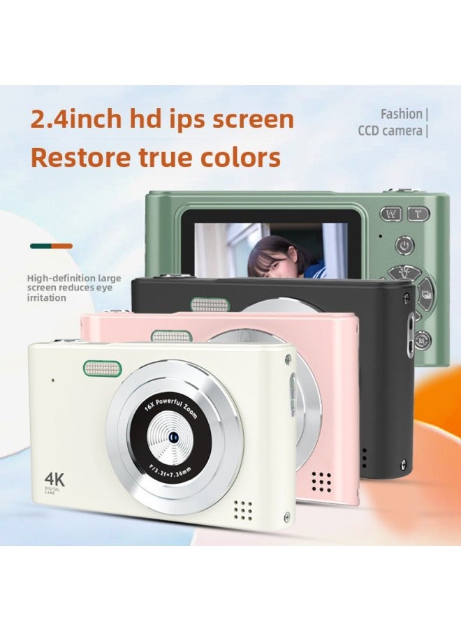 Generic - High-definition Digital Camera CCD Student Party Campus Card Machine Photo Video Retro Travel Gift-Color:H15 Green (hd Large Screen) + 32g Memory Card + Card Reader + Android Otg Adapter - Image 1