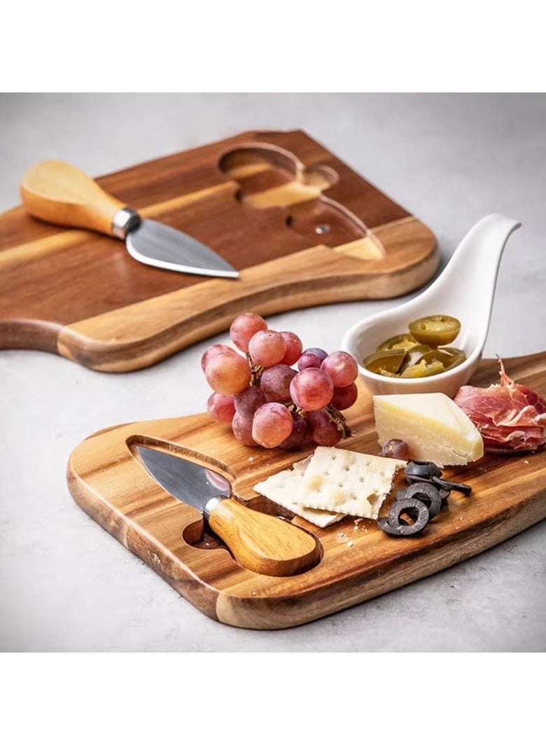 عام **لوح تقديم جبن خشبي طبيعي - صينية متعددة الاستخدامات مضادة للانزلاق مع أقسام للجبن واللحوم الباردة** - Image 3